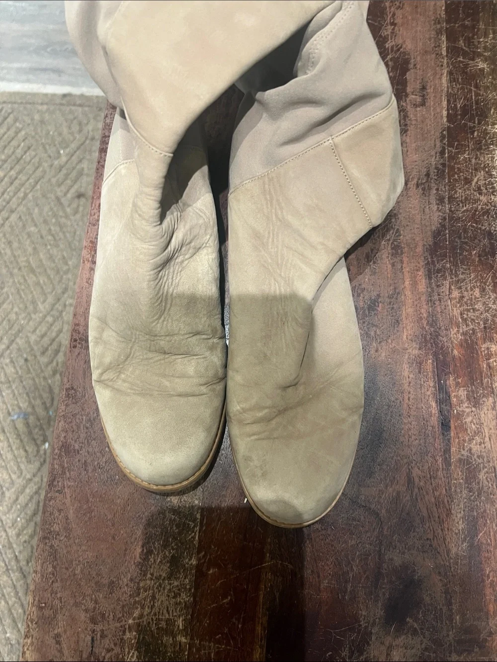 Tall Beige Over-the-Knee Women's Boots